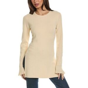 Theory Milania Tunic Sweater Cream Bell Long Sleeve Knit Pullover NWT Size M